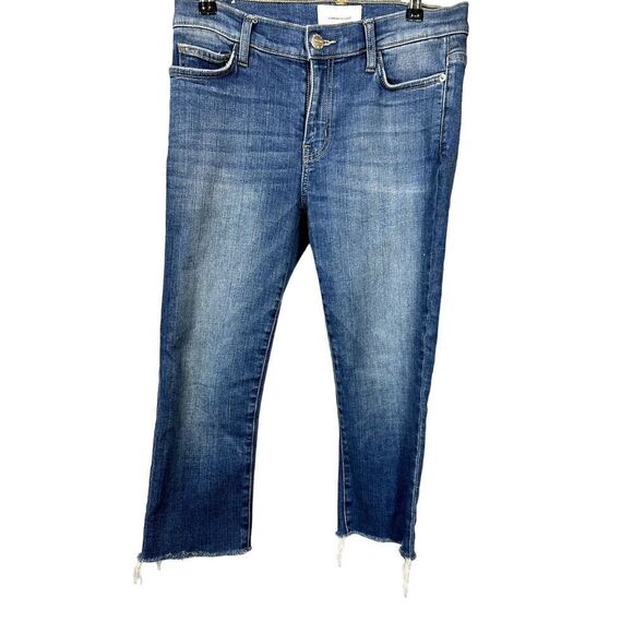 CURRENT/ELLIOT Women's Distressed Denim Cropped Jeans Blue Size 28 - Picture 1 of 8